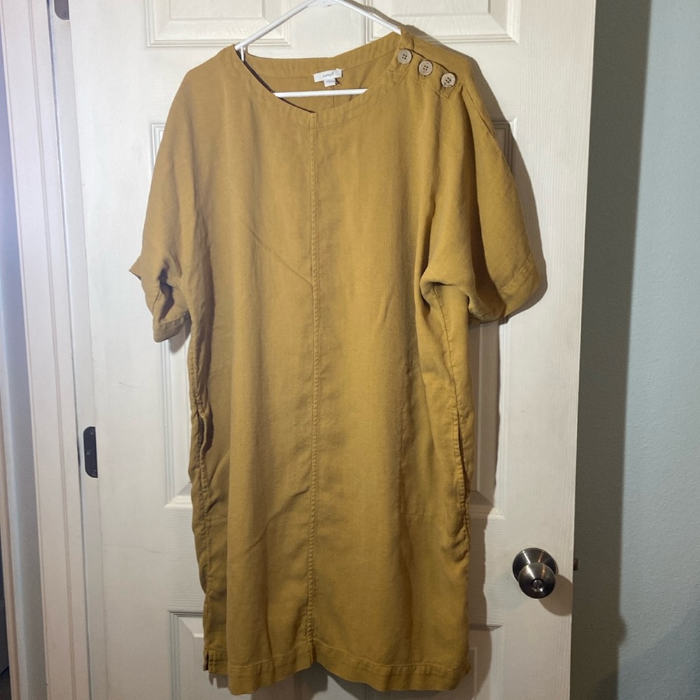 Pure Jill muted mustard/goldtone color dress sz large